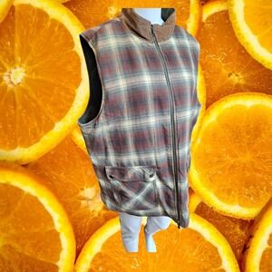 Orton‎ Brothers Reversible Vest Plaid Quilted Full Zip Sleeveless Jacket